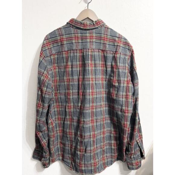 LL Bean Shirt Mens L Gray Button Down Flannel Plaid Long Sleeve Traditional Fit - Picture 2 of 5